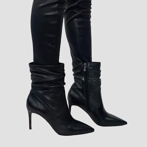 Jessica Simpson Siantar Black Slouchy Leather Stiletto Boots Sz 10